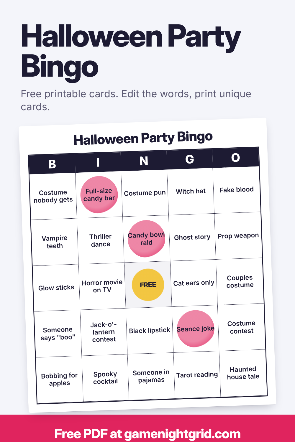 Halloween Party Bingo: free printable bingo cards
