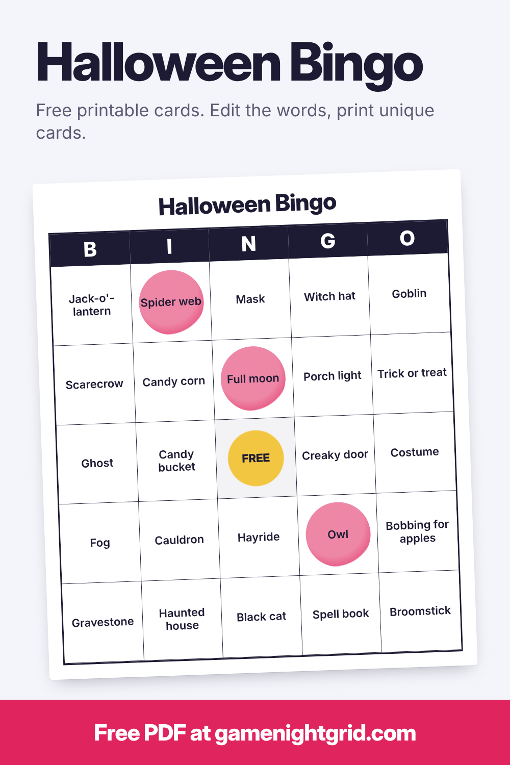 Halloween Bingo: free printable bingo cards