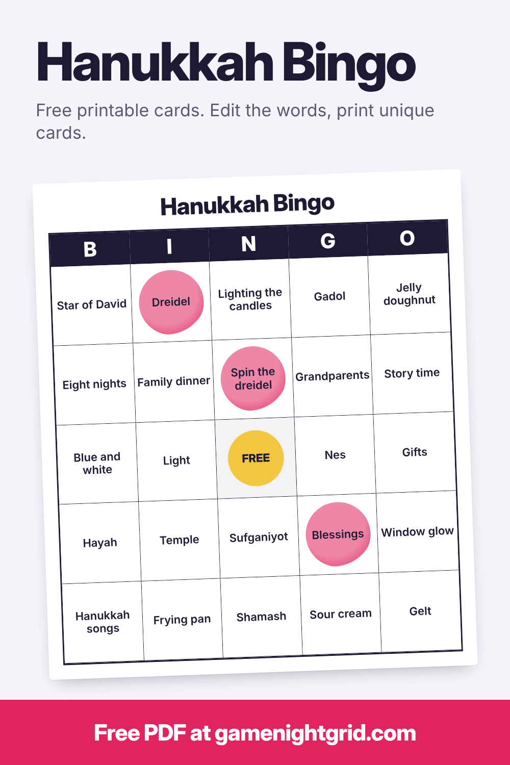 Hanukkah Bingo: free printable bingo cards