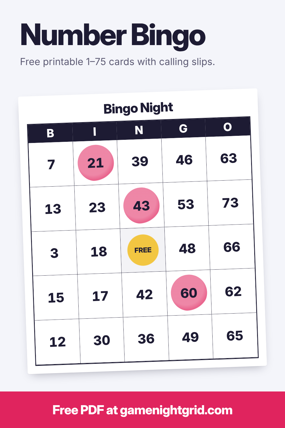 Bingo Night: free printable bingo cards